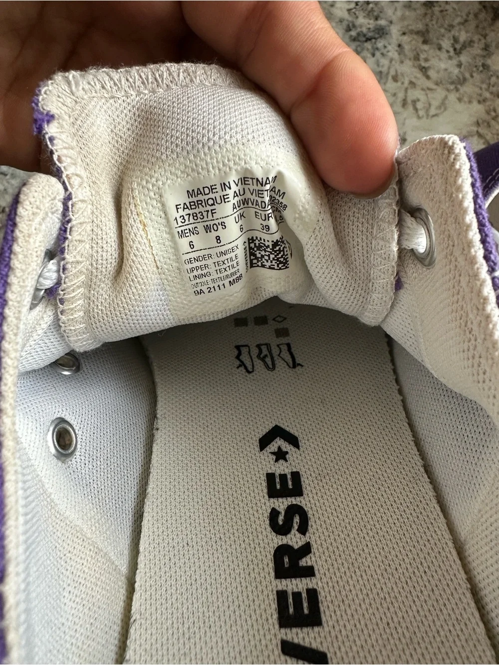 Converse Purple and White Low-Top Canvas Sneakers - Picture 2 of 2